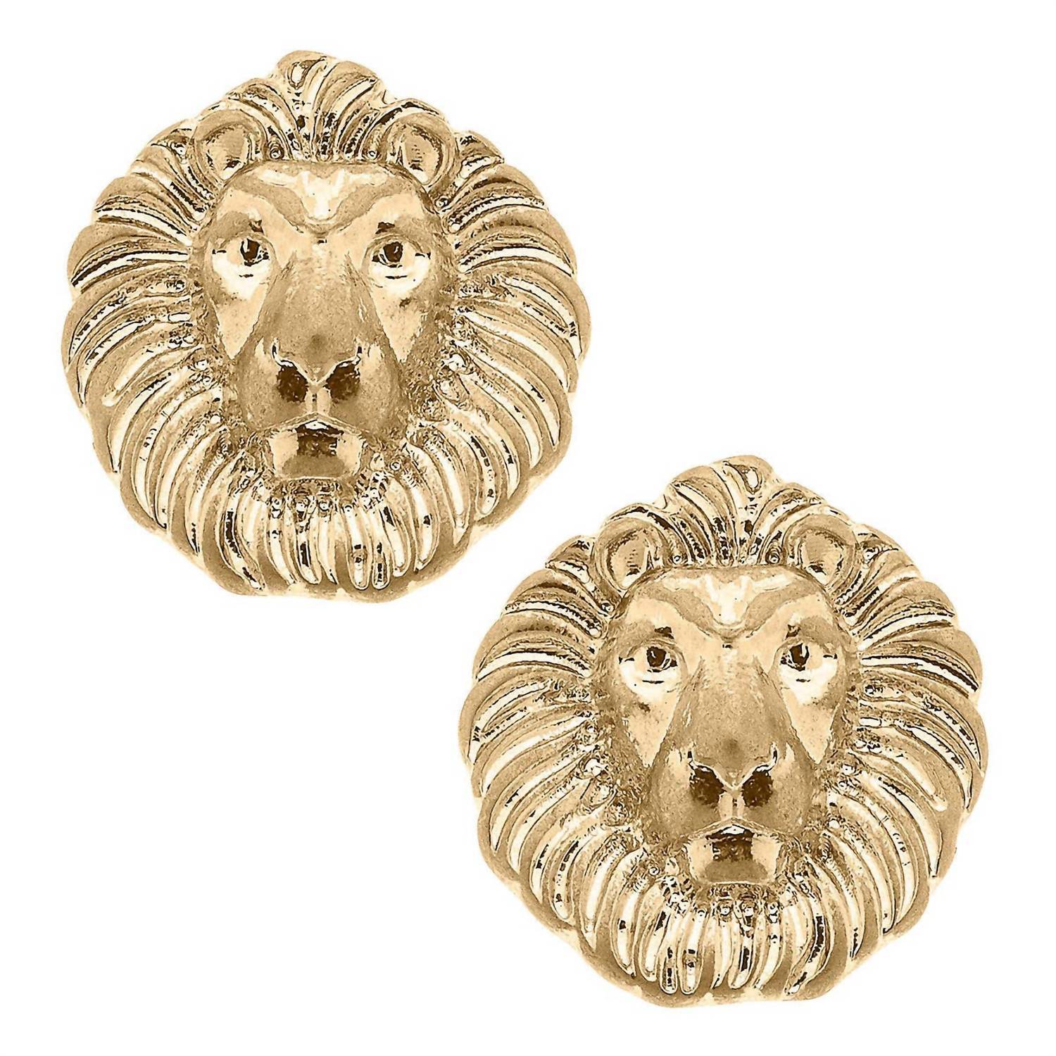 New Canvas Style Womens Louise Lion Head Stud Earrings In Worn Gold 21$